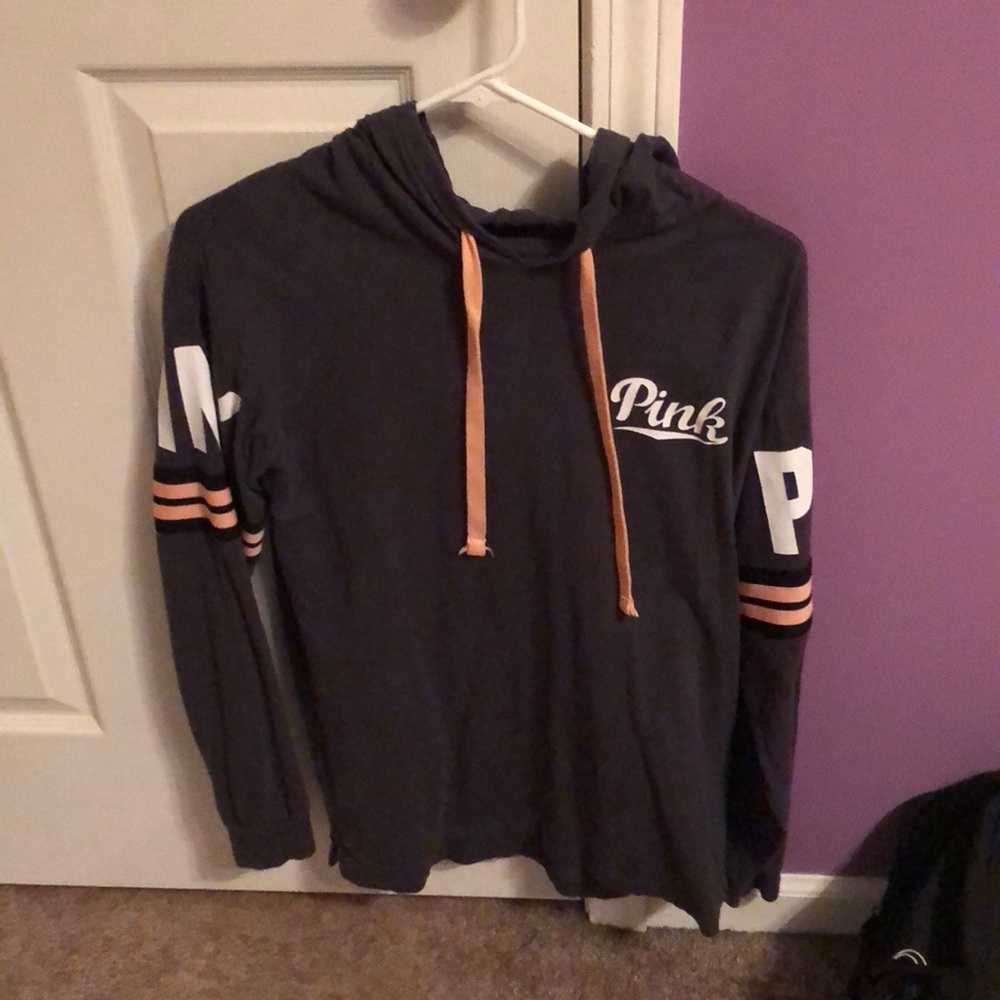 pink long sleeve shirt with hood